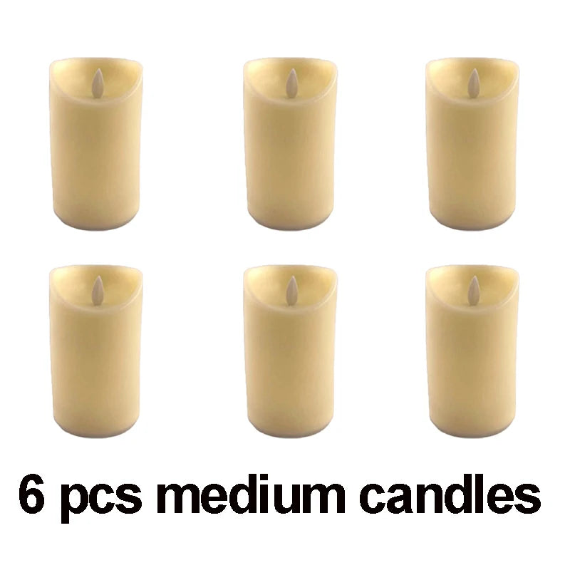 2 PCS Set Plastic Large Ivory Round LED Electronic Wax Warm Glowing Flameless Candles/3-AAA Batteries Not Included/ /Bulbs Not Included