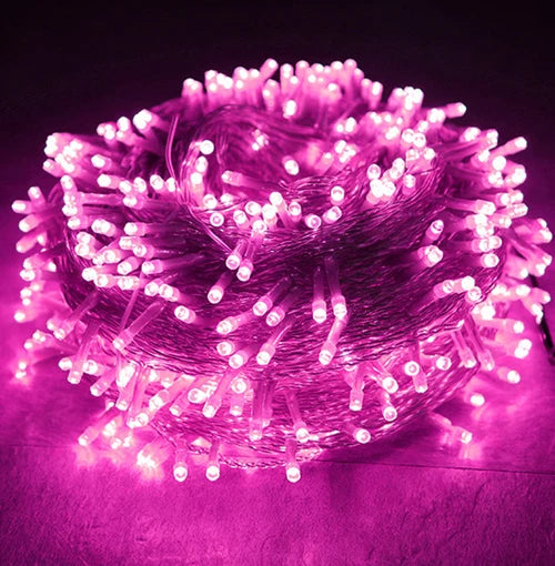 10M String US Standard 110V LED Star String Yellow Pink Green Warm Blue Red White RGB Rainproof 100 Beads String Outdoor Decor