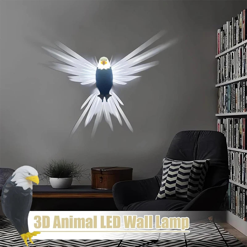 3D LED Warm White Printed Artistic Eagle Shape Projector Atmosphere Wall Lights