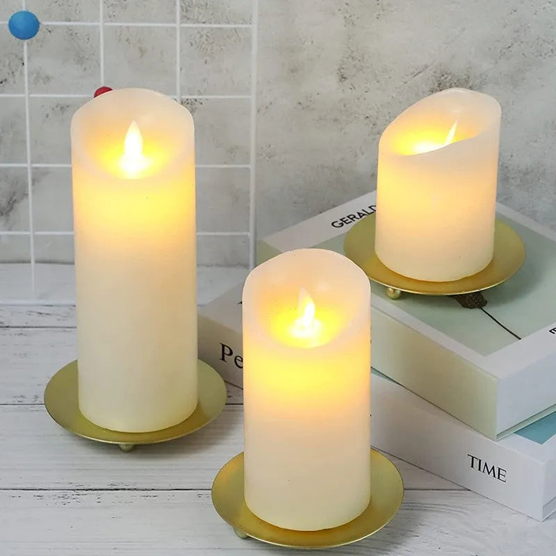 Modern Flat Iron Metal Rust Free Column Round Ball Feet Base Candleholders/Colors-Black/Gold