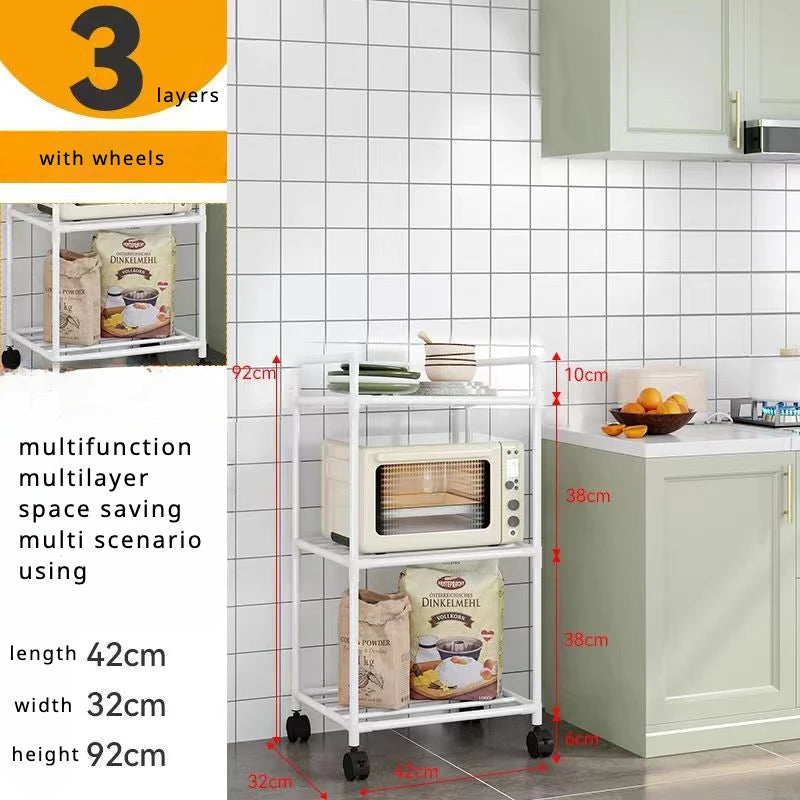 Small Kitchen Storage Cart w/ Wheels/Colors-White/Black