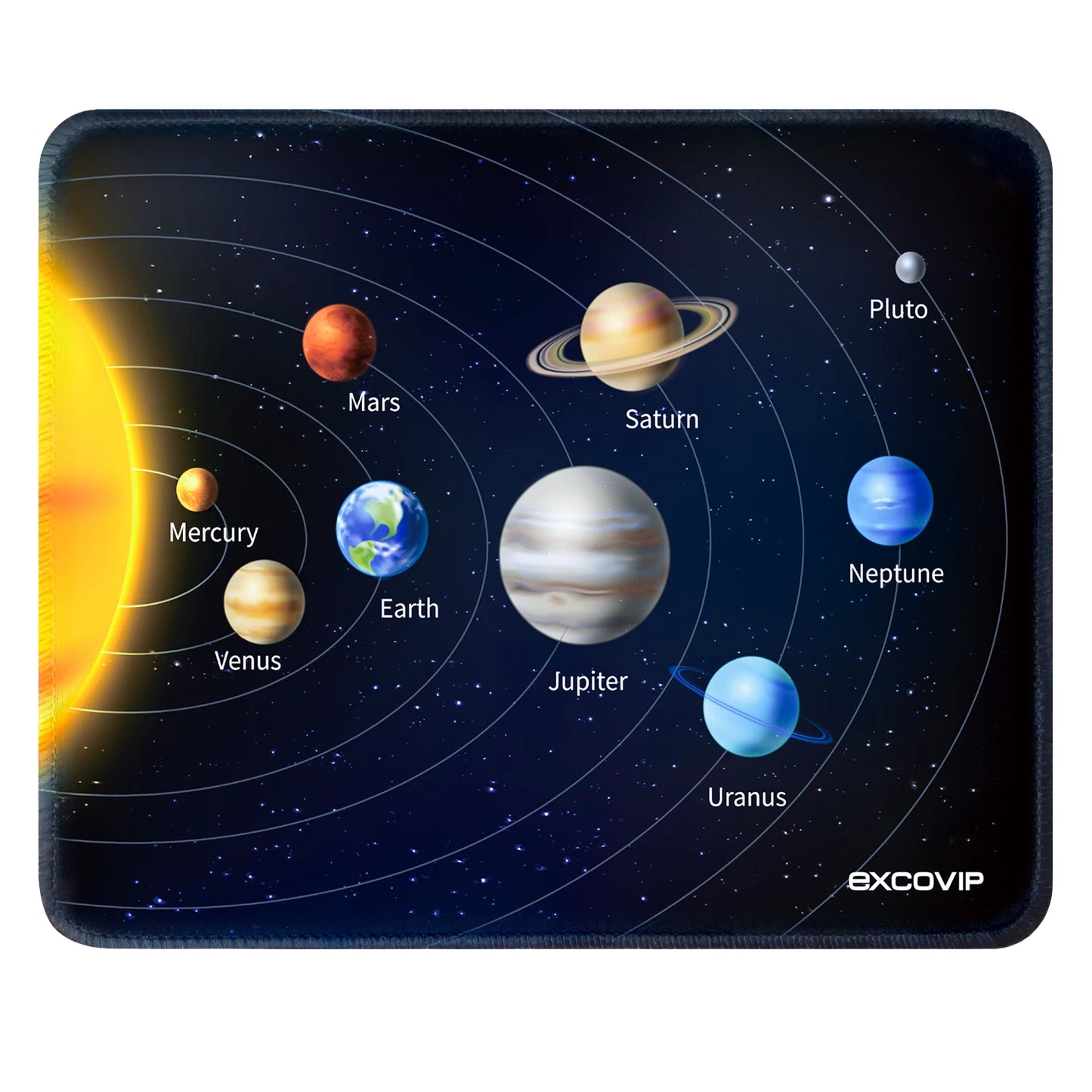 EXCO Small Square Durable Space Rocket-Earth-Solar System Theme Stitched Edge Non-Slip Fabric Foam Rubber Base Gaming Mouse Pads/Colors-Black/Blue/Navy Blue