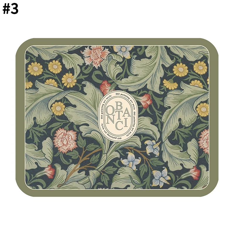 Anti-slip 100% Polyester Floral Kitchen Drainer Pads/Sizes: S/M/L/XL