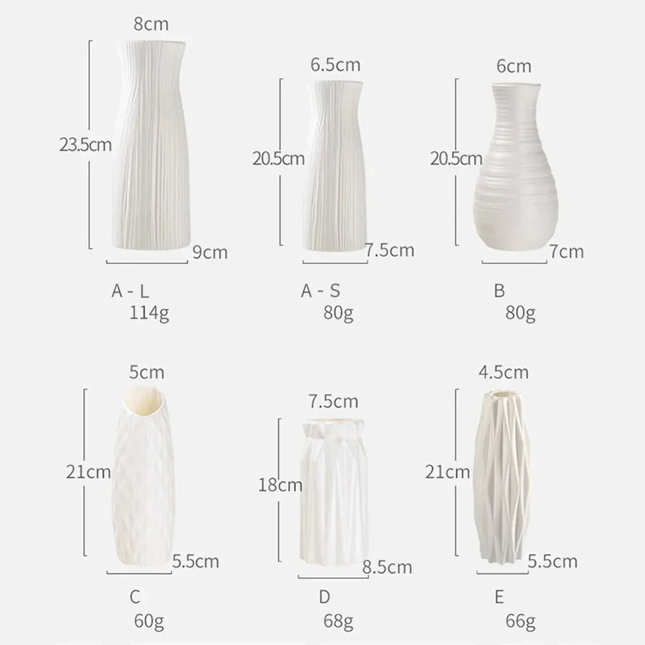 Nordic Modern Plastic Round Bottle Decorative Vases/Colors-White/Pink