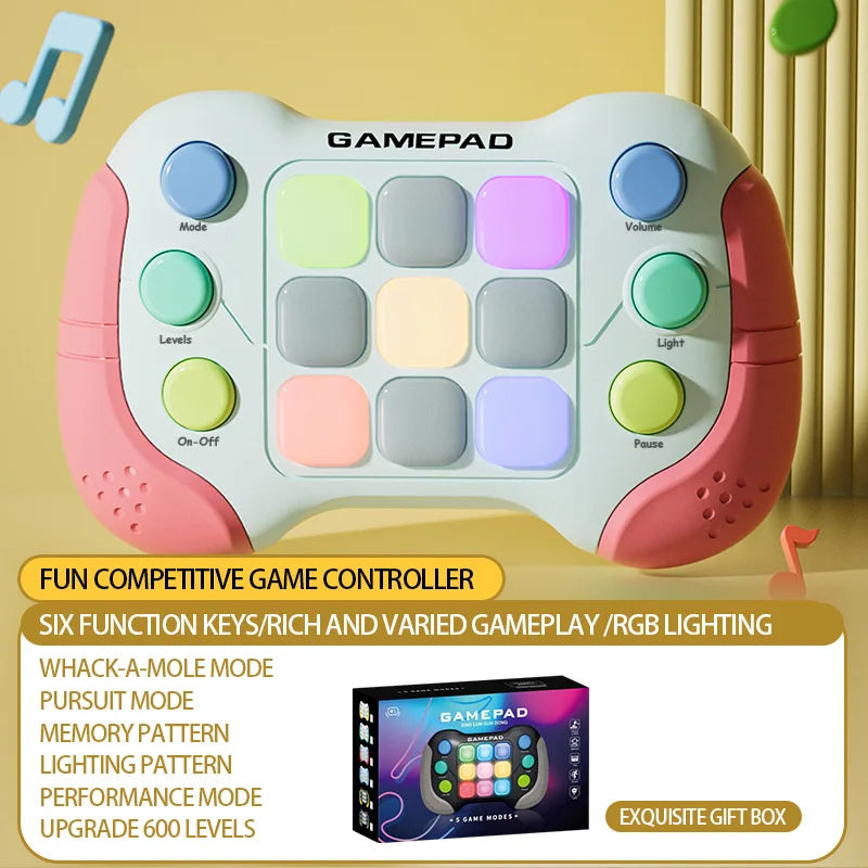 Plastic 999 Levels 7 Colors Addictive Hand-Eye Electronic Memory Fast Silicone Push Button Handheld Gamepad Consoles Interactive Fidget Toys/Ages: 3-18 Years Old Adults/Colors-Black/Yellow/White/Multicolor/Animal