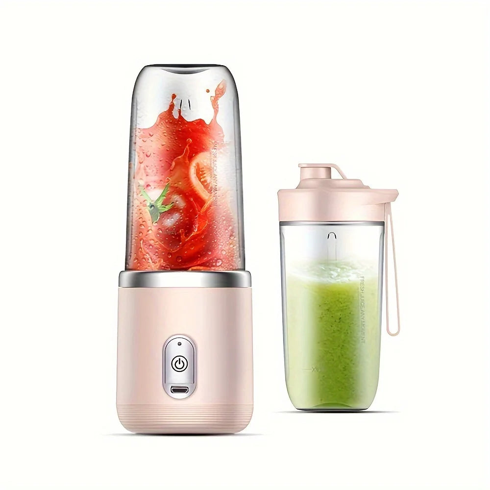 Built-In USB Portable 6 Blades Automatic Pulp Ejection Electric Juicers/ Double-Single Cups/Colors-Blue/Pink