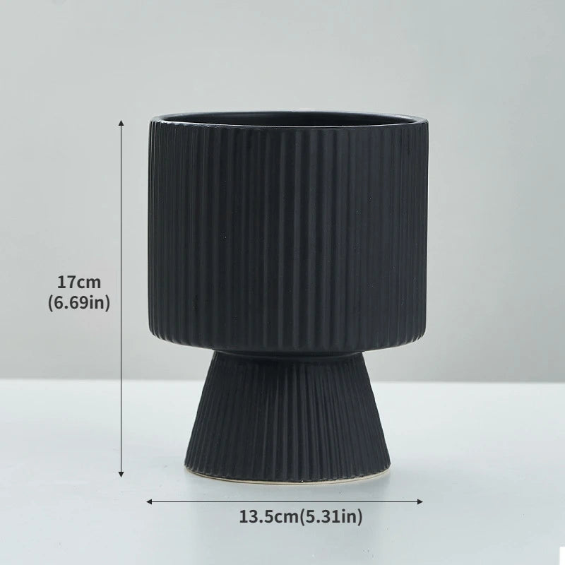 Nordic Creative Striped Ceramic Flower Pots, Modern Minimalist Morandi Vases, Green Plants, Home Decoration, Modern Decoration