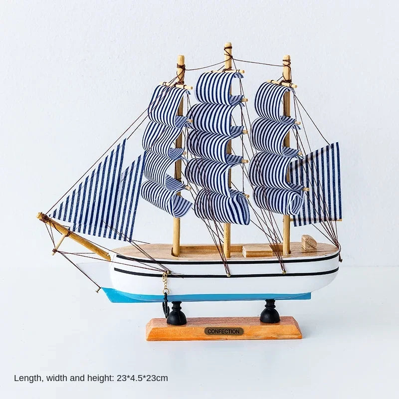 Wood/Fabric Nautical Sailboat Models/Colors-White/Black/Blue