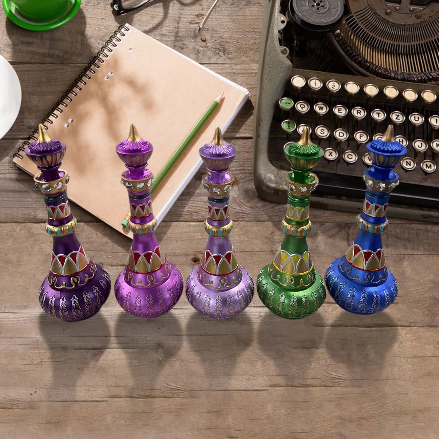 I Dream Of Jeannie Bottle Figurines /Colors-Mirrored Purple/Green/Royal Blue/ Bottle Figurines is 10.5 inches Tall