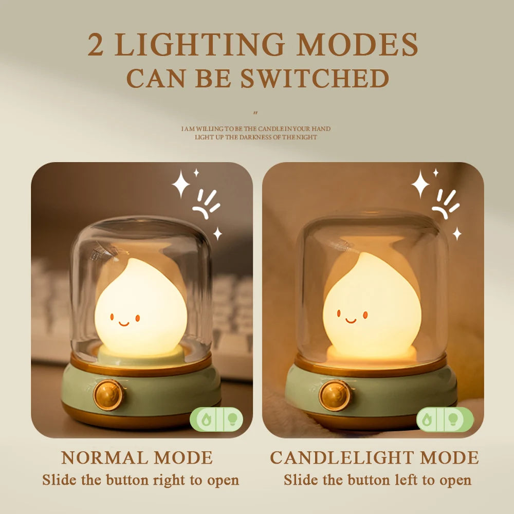 Round Glass Cute Capybara Kerosene Switch Button Sleeping Dimmable Night Light /2 Light Modes/Included LITHIUM ION Battery/Bulbs Included/USB Cable/Colors-Animal/Clear/Yellow/Green/No Batteries Required