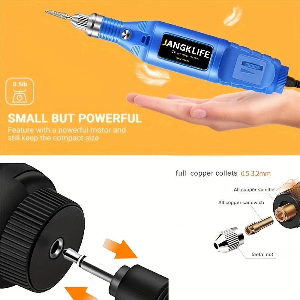 12V Mini Drill Electric Carving Pen Variable Speed Drill Rotary Tools Kit Engraver Pen for Grinding Polishing,