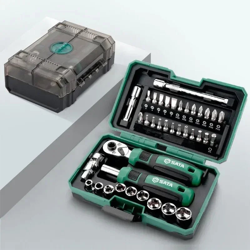 SATA Ratchet screwdriver set 38 in 1 Portable Mini Wrench with Various Bits and Socket Repair Tools Hand Tools