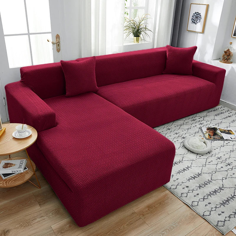 Jacquard L-shaped Sofa Cover For Living Room(Composed of 2 pieces),Elastic Covers For Sofa,Sofa Seat Cover For Home,Home Decor