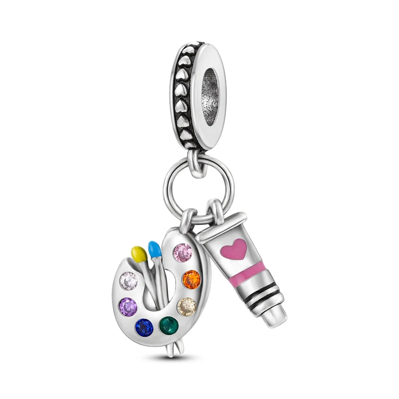 Fine Irregular Silver Plated Round Charms-Pendants Rope Link Bracelets/Colors-Silver/Pink/Multicolor/Floral/Animal