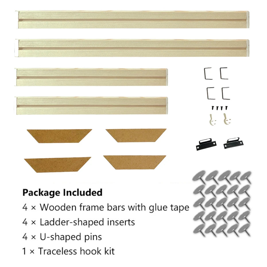 Unisex DIY Craft Single Rectangle Nature Wood Frames For Canvas Oil-Water Painting Kits /Colors-Brown/Beige