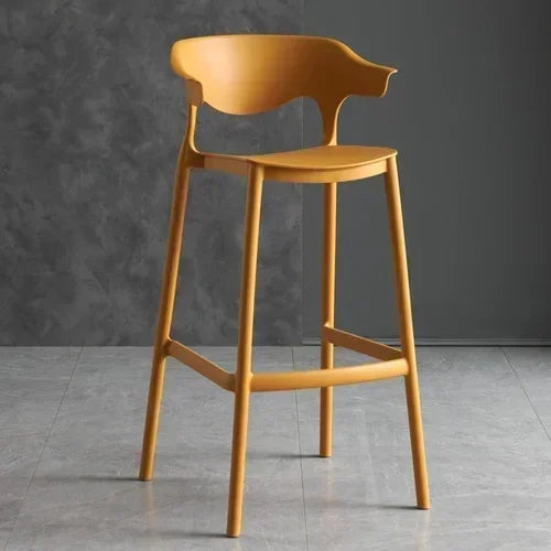 Nordic Modern Minimalist Stackable Solid Reinforced PP Plastic Low Back Hard Bar Chairs/Colors-Green/Orange/Gray/Yellow/Black/Blue/Brown