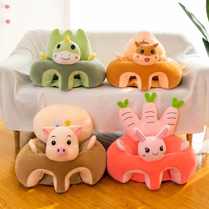 Babies-Preschoolers Upholstered Soft Velvet Fabric Electric Embroidery Cute Cartoon Animal Face Images Learning Seat Chairs/Ages: Newborn 0-3 Years + Older/Colors-Orange/Green/Gray/Black/Brown/Red/Multicolor/Checkered/Animals