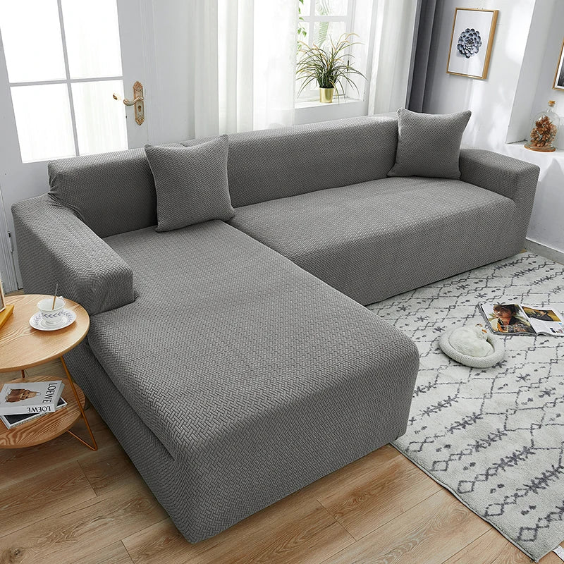 Jacquard L-shaped Sofa Cover For Living Room(Composed of 2 pieces),Elastic Covers For Sofa,Sofa Seat Cover For Home,Home Decor