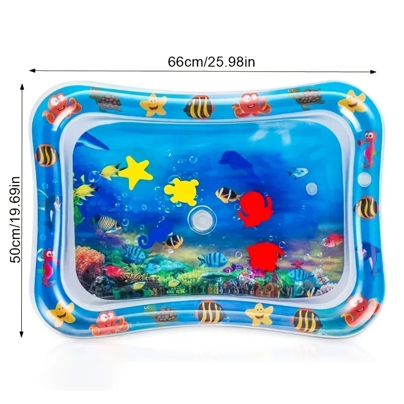 Babies-Toddlers Infinno Plastic-Foam Rectangle-Heart-Star Shapes Inflatable Air-Waterfilled Valves Foldable Cute Cartoon Multicolor Ocean Creatures Scene Tummy Time Mats/Colors-Multicolor/Ages: Newborn 0-3 Years Old