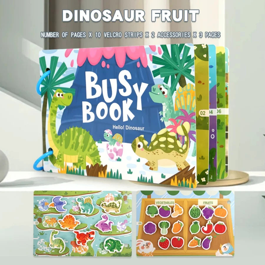 Parent-Child Interaction 3 Rings Early Education Cardboard Paper 6 Themes Quiet Busy Book Brain Development Puzzle Sticker Books/Ages: 3-12 Years Old/ Colors-Multicolor/Blue/Animals