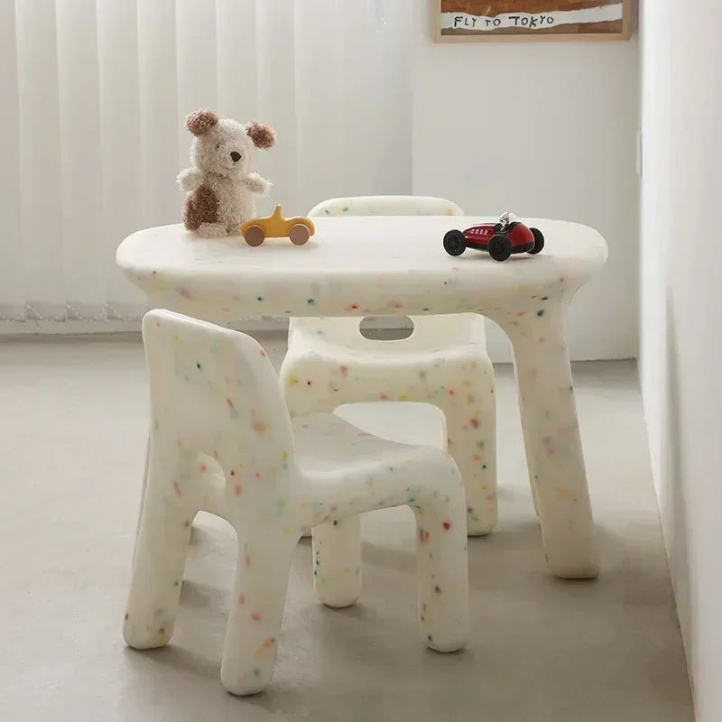 Toddlers Size Oval Shape Plastic White Table Colorful Chairs Set/Colors-White/Blue/Orange/Green/Assembly Required