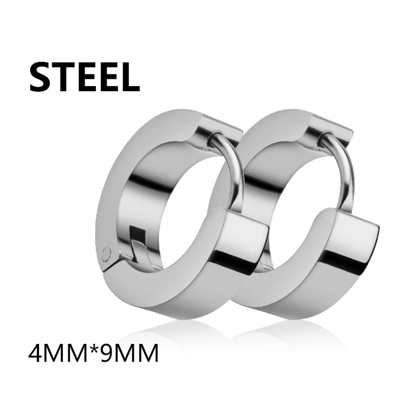 Unisex Metal Stainless Steel Imitation Black Studded Punk Earrings