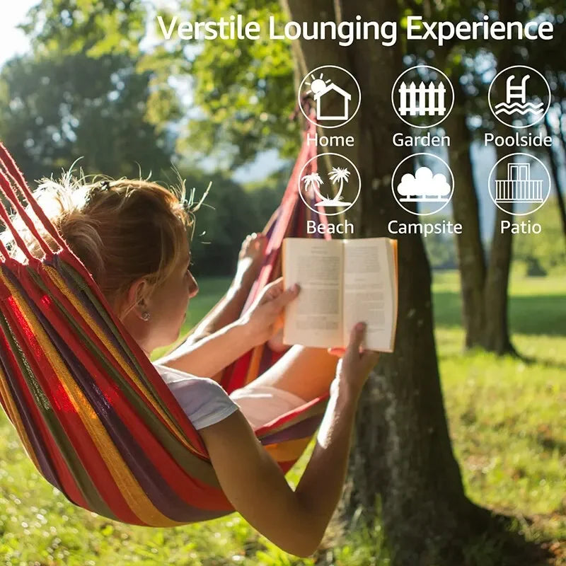 WESTTUNE Outdoor Multicolor Canvas Hammocks/Tree Ropes Load-Bearing Up To 440 lbs