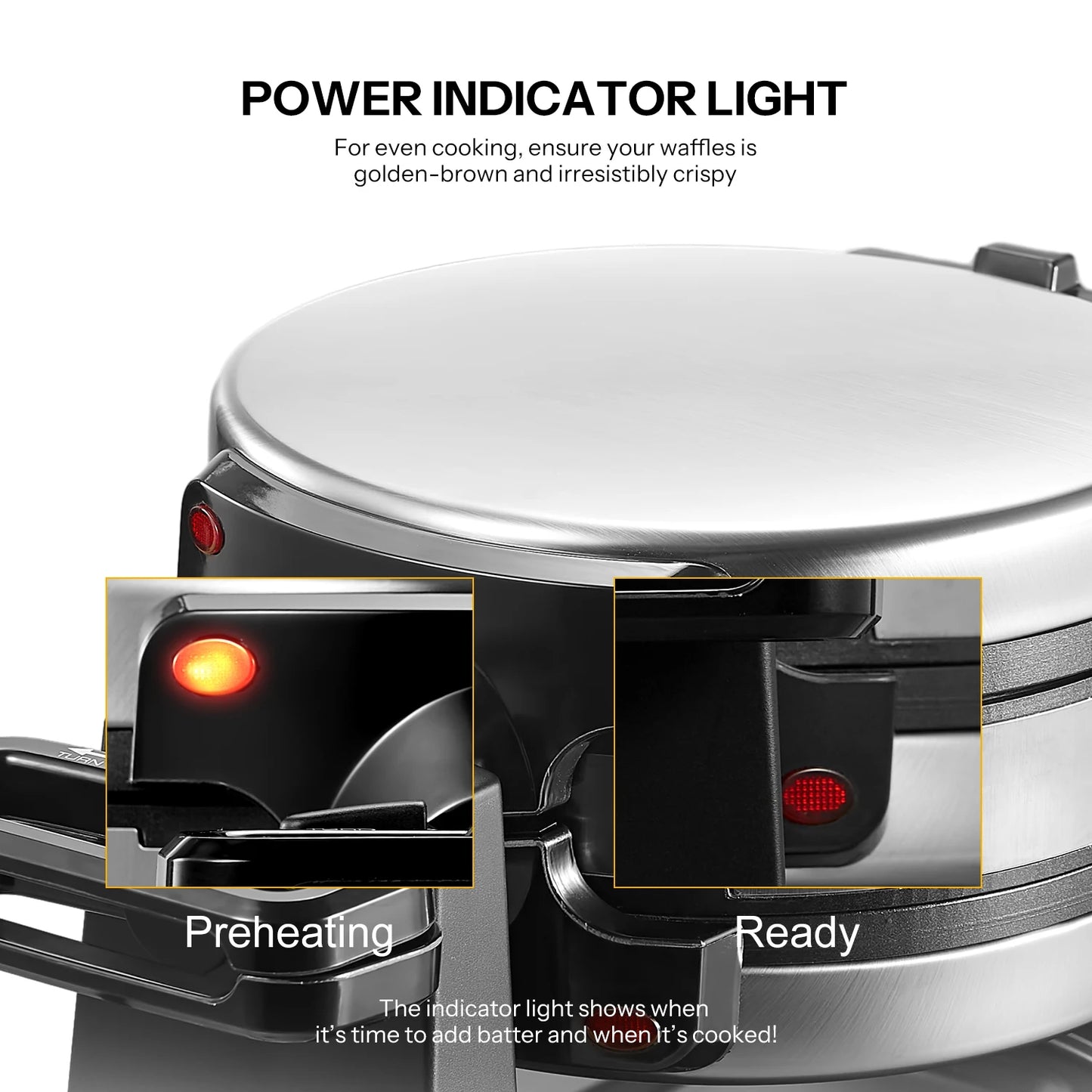 Non-Stick Double Flip Belgian Waffle Maker/Rotating Waffle Iron/Nonstick Plates/Removable Drip Tray/ Cool Touch Handles/Colors-Black/Silver