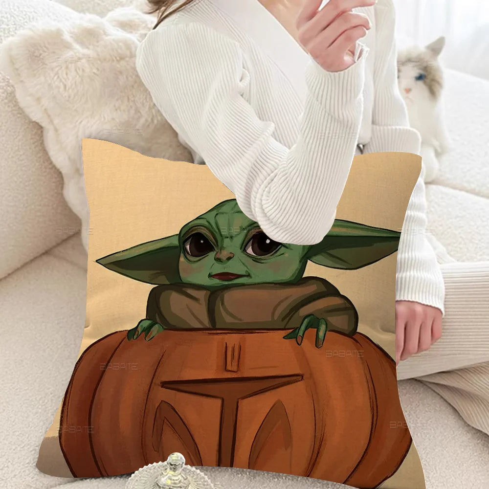Printed B-Baby-Yoda S Throw Pillowcase Covers/Colors-Multicolor/Blue/Brown/Green