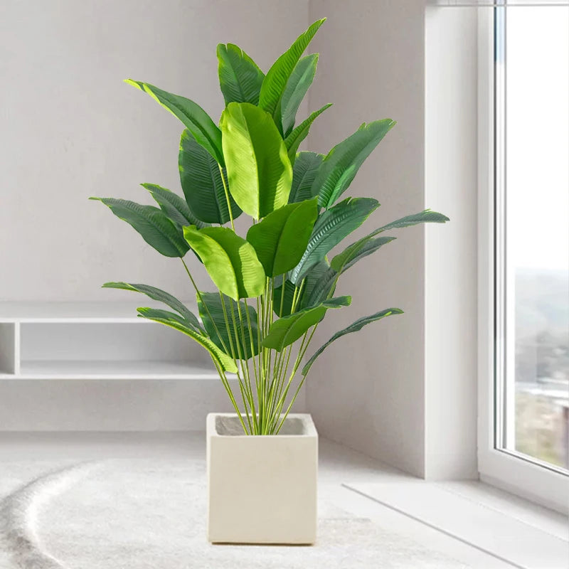 Large Non-Flowering Green Indoor Resin Plastic Artificial Monstera Tropical Palm Tree Plants