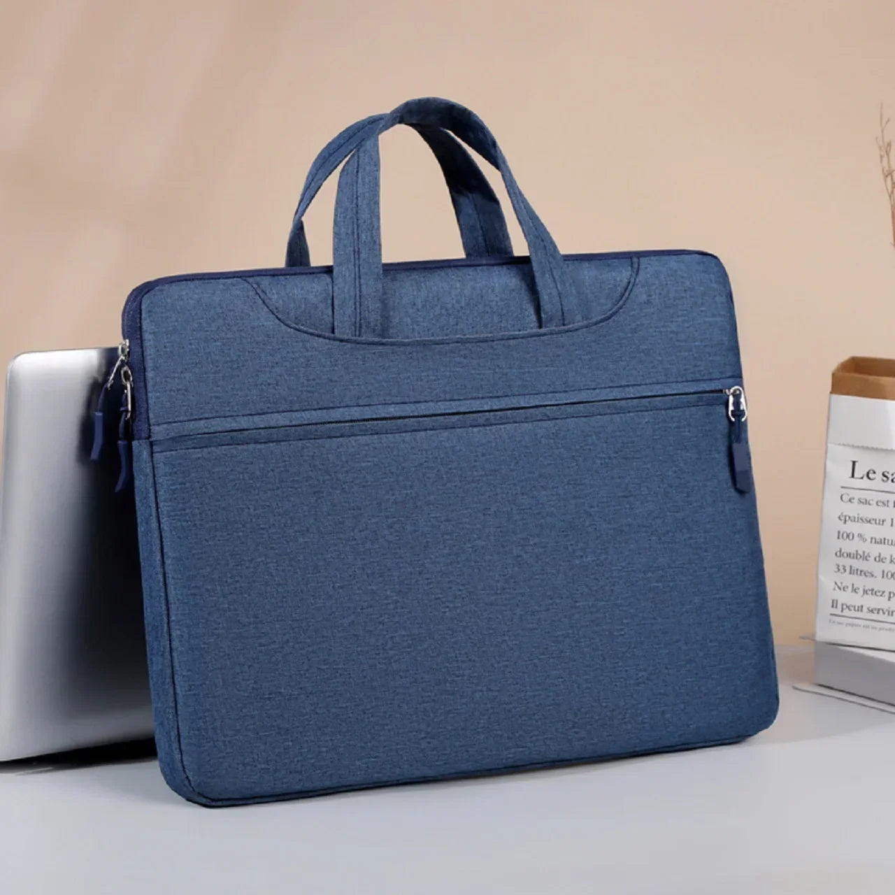 Men Briefcase Front Zipper Nylon Bags /Straps-Handle/ 15.6 inch Laptop/Multi-Pocket Design/Felt Lining/Laptop Compartment/Colors-Pink/Gray/Blue/Black