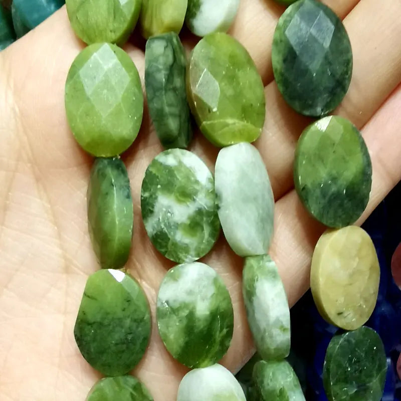 Wholesale 100% Natural Green Jade Cylinder Square Irregular Faceted Round Stone Beads for Jewelry Making Diy Bracelet Charms