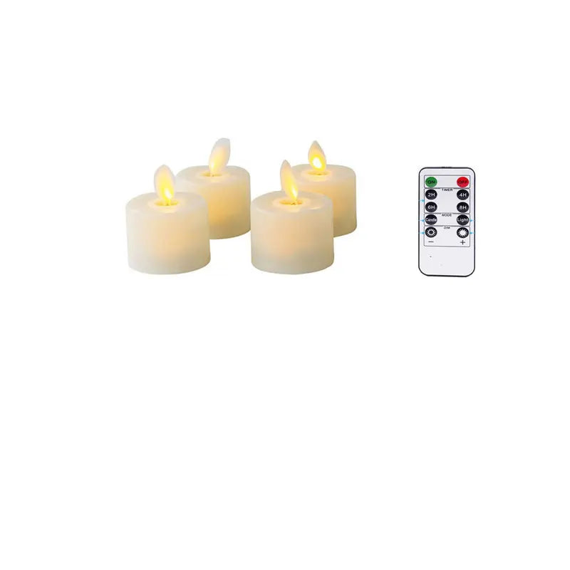 4-12 PCS Set Beige LED Realistic Plastic Flameless Electronic Moving Wick Round Pillar Candles/Including CR2032 Button Battery Each Candle /Battery Life: About 24-48 hours