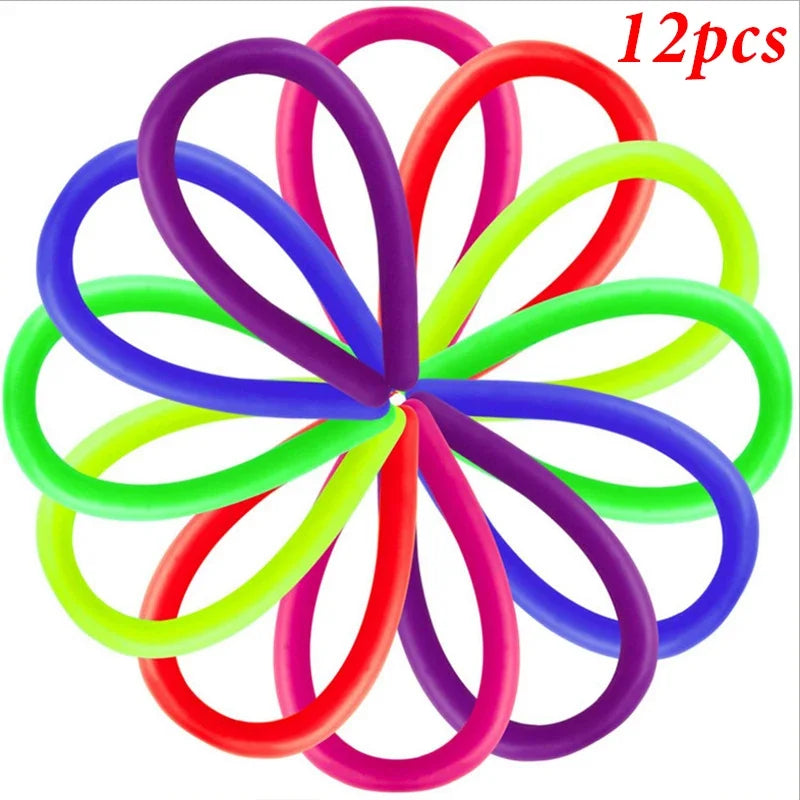 6-12 PCS Set Multicolor Soft Rubber Twistable TPR Stretchable Elastic Rope Relief Stress Fidget Toys/Ages: 7-18 + Years Older