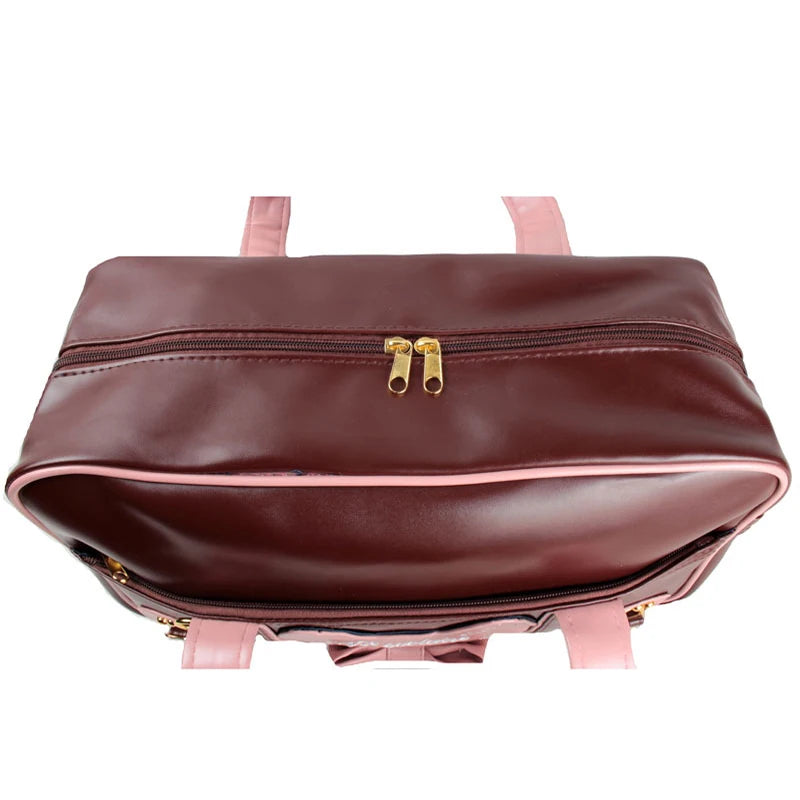 Sweet Lolita Girls Cute Kawaii Cat Bowknot Shoulder Polyester Briefcase Bags/Handle/Colors-Pink/Brown