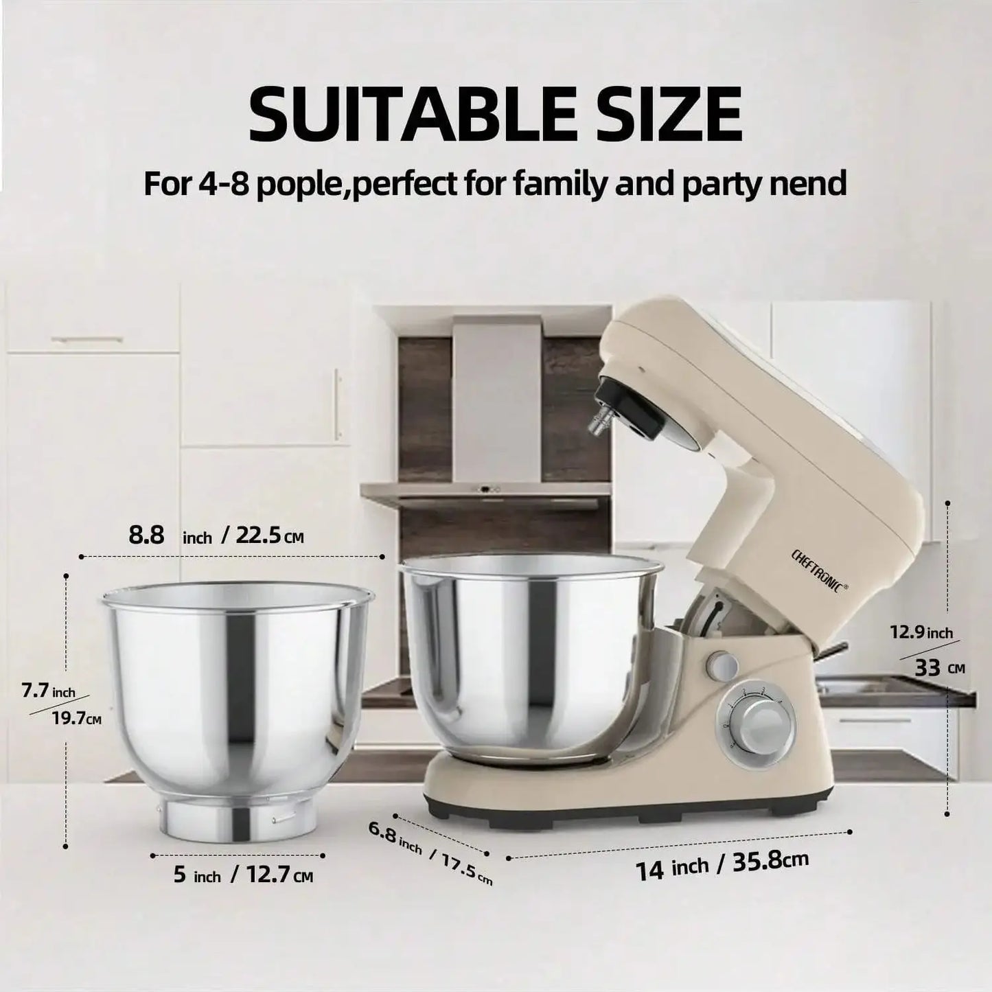 Kitchen Plastic 6 Speed Tilt-Head-Anti-Slip Portable Lift Lock Electric Mixers/4 Strong Suction Cup Bottom/ Accessories Included/Colors-Beige/Green/White/Pink/Black