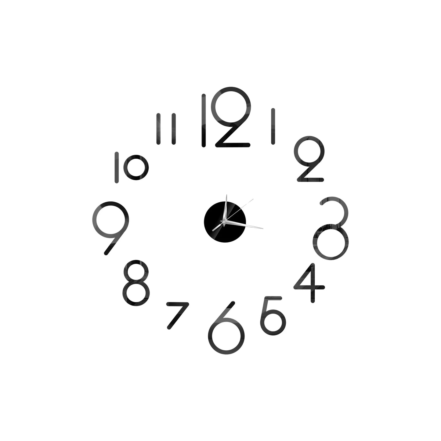 Self-Adhesive Waterproof Vapor-Proof Non-Toxic Safe Acrylic 3D Mirror Wall Clock Decals/Colors-Black/Silver/Gold
