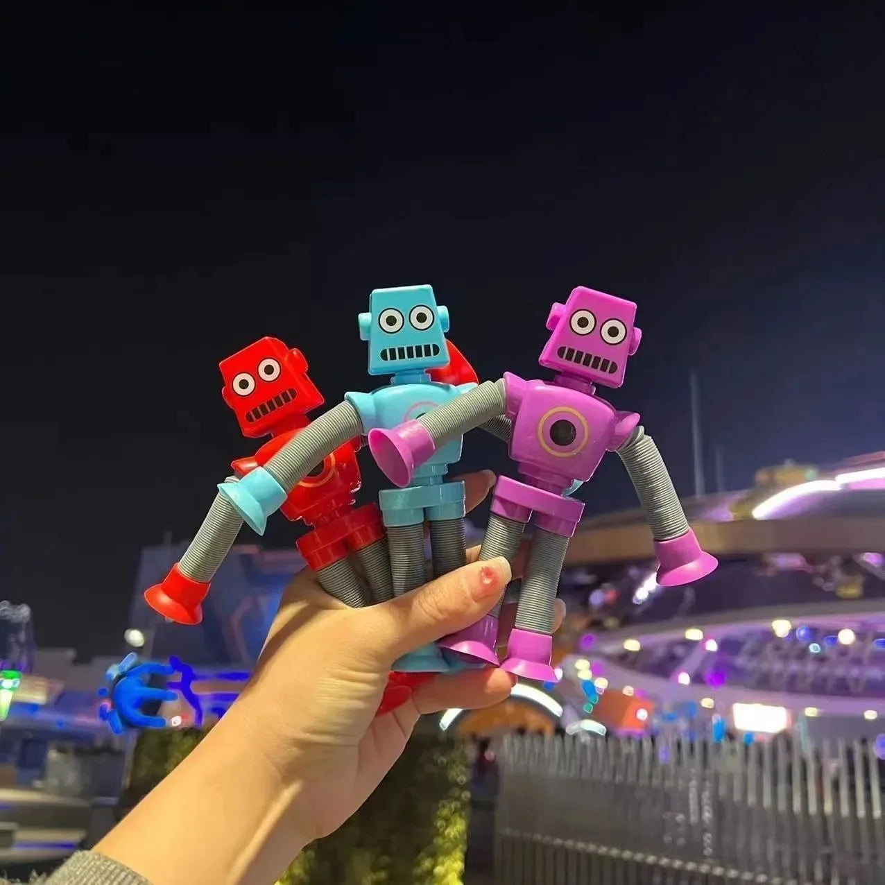 4 PCS Set Plastic Multicolor Suction Cup Funny Robot Telescopic Stretchable Anxiety-Stress Relief Fidget Toys/Ages: 9-18 Years Old Adult/Multicolor/Animal
