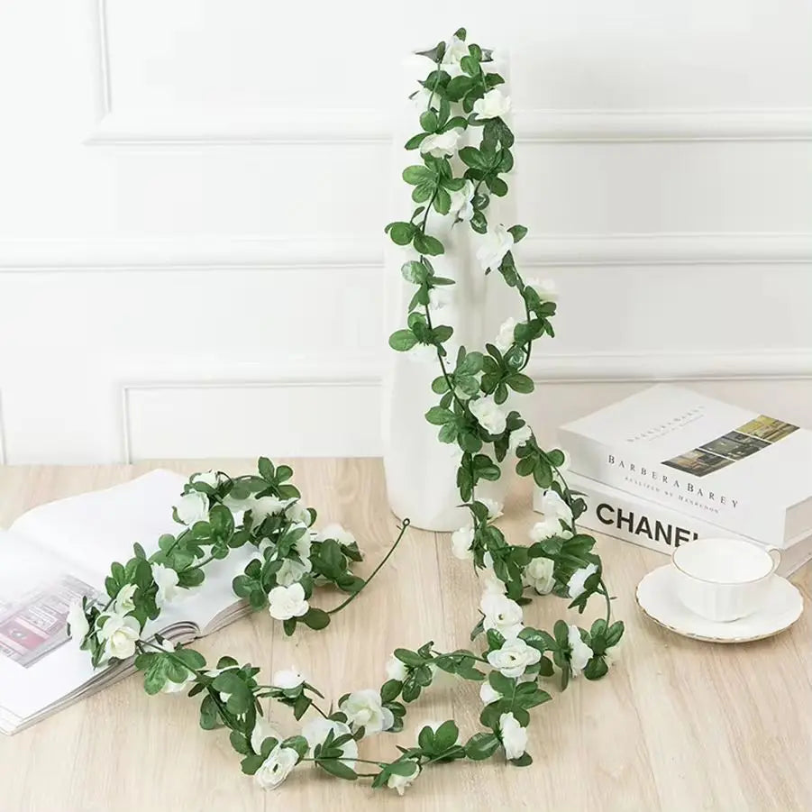 Plastic Artificial Climbing Flowering Silk Rose Vines/Colors-Light Blue/Red Rose/Deep Blue/Black/Light Purple/Champagne/Deep Pink/Orange/Plum/Beige/Light Blue/Burgundy