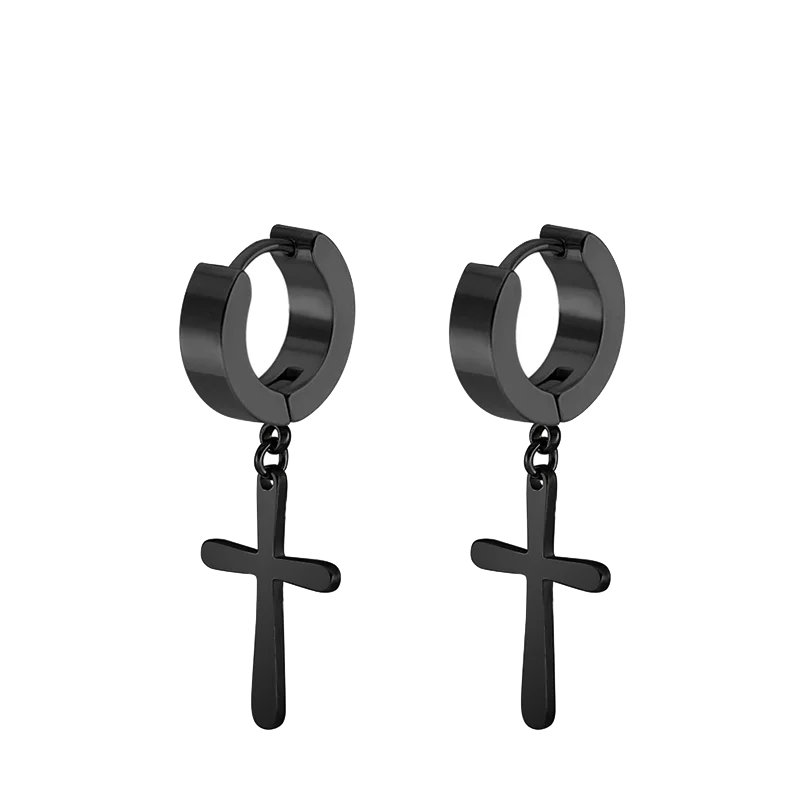 Unisex Metal Stainless Steel Imitation Black Studded Punk Earrings