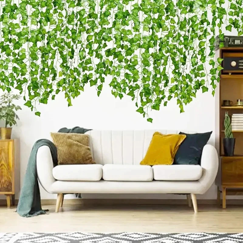 Small Outdoor Green Plastic Artificial Non-Flowering IVY Vine Garland Hanging Leaf Plant