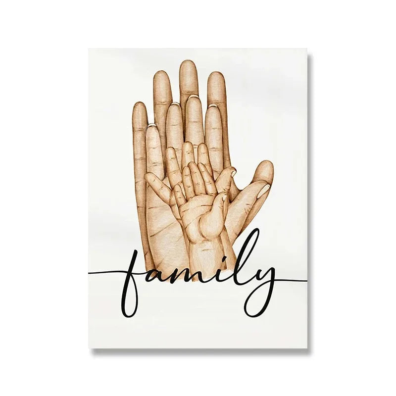 No-EN-Name-Null Nordic Unframed White-Beige Rectangle Artwork Reproduction Oil Canvas Romantic Lovers Holding Hands-Heart Shaped In The Middle-Family Prints /Colors-White/ Beige/Many Sizes