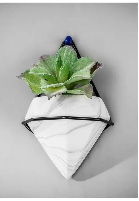 Marble Pattern Wall Hanging Flower Pot Creative Artificial Plant Dried Flower Pot Ceramic Flower Pot