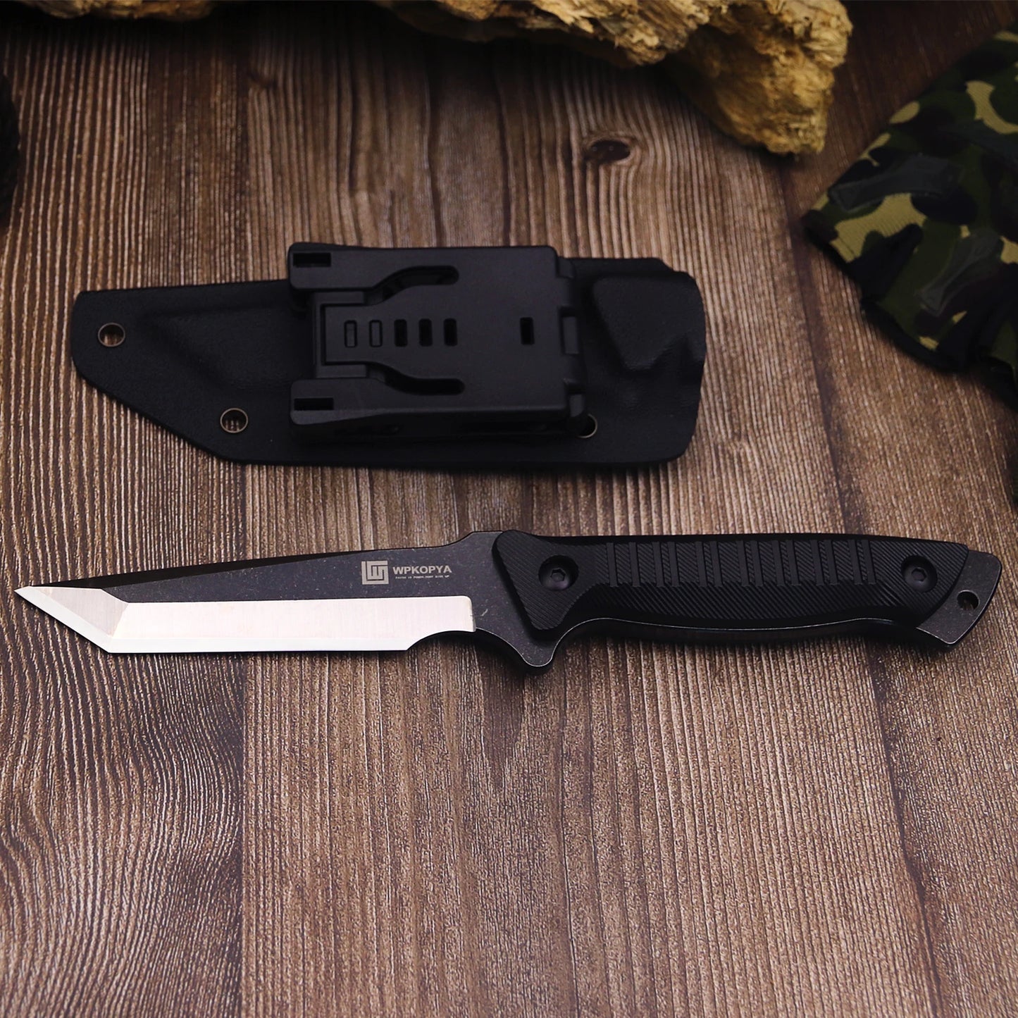 WPKOPYA(U.S.A) Outdoor tactical knife, All Tang Camp straight knife, jungle rescue survival knife, boning knife, slicing knife
