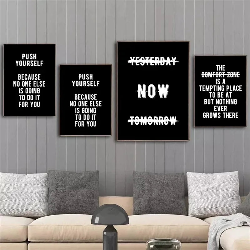Unframed Modern Rectangle Canvas Black-White Letters Inspirational Quote Prints/Many Sizes