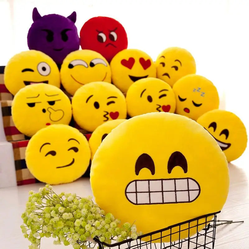 Yellow Polyester Cartoon Emoji Funny Soft Throw Pillows/Cotton Filling