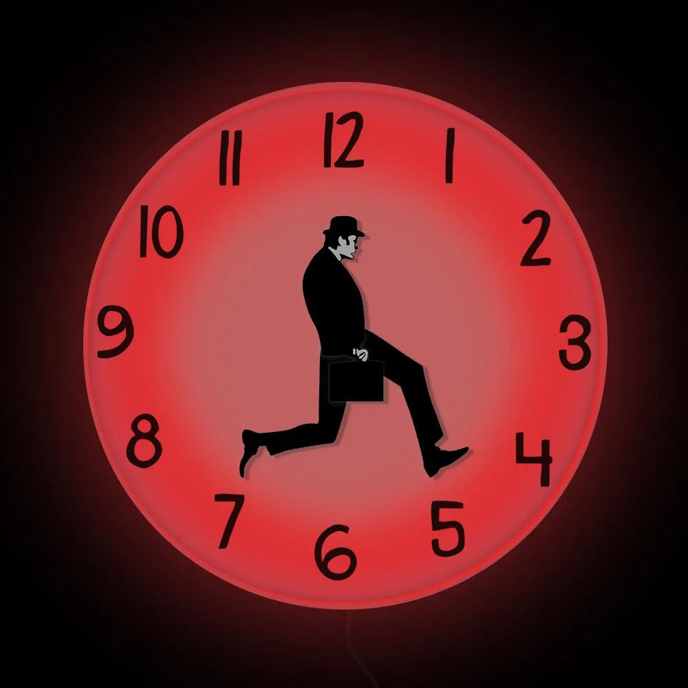 Plastic Antique Style British Comedy Inspired Ministry Of Silly Walk Printed Wall Clocks/Colors-White/Purple/Red/Blue/Black