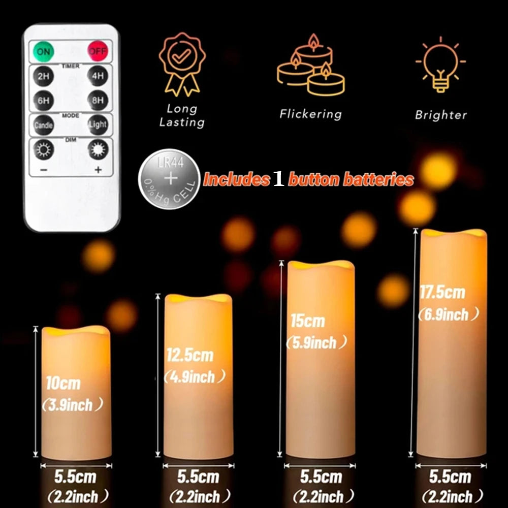 3-12 PCS SET LED Round Plastic Remote Control Water-Resistant Flickering Flameless Electronic Candles/5 DRY BATTERY Not Included /Bulbs Not Included/Colors-Yellow/Beige/White