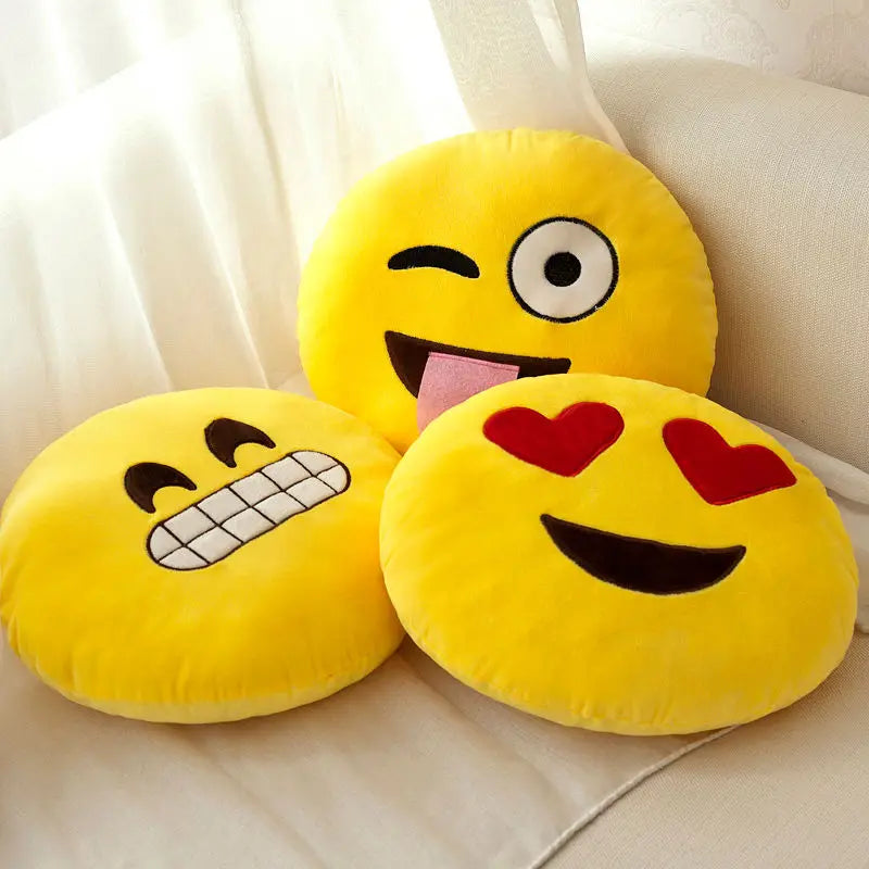 Yellow Polyester Cartoon Emoji Funny Soft Throw Pillows/Cotton Filling