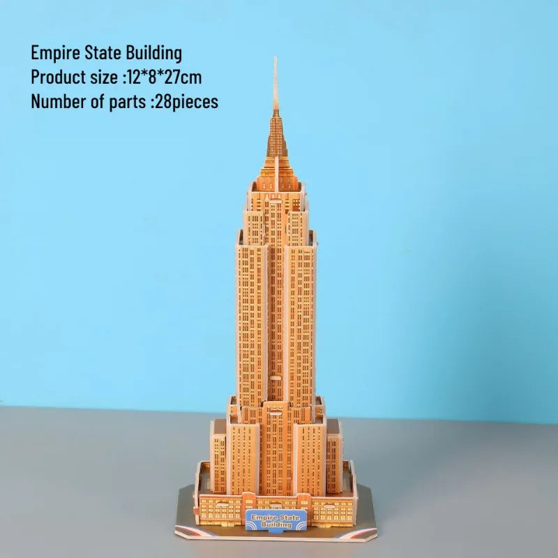 Kids Paper Unisex Mosaic Model World Famous Building 3D Puzzles/Ages 7-14+ Years Old/Colors-Multicolor/Beige/Red/Orange